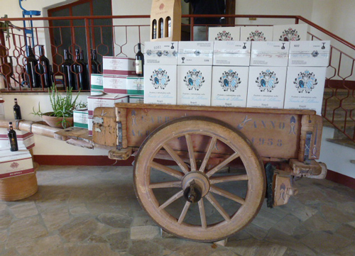 wines on a cart.