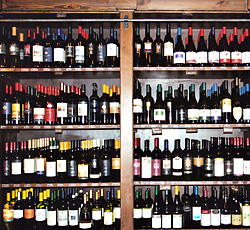 Wall of wine at Il Vineto