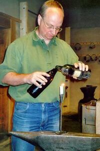 The decanting of the wine